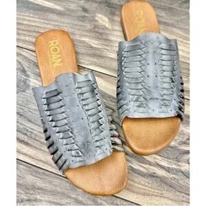 Roan By Bed Stu Chastity Leather Huarache Slide Flat Sandal Alkaline Gray | 8